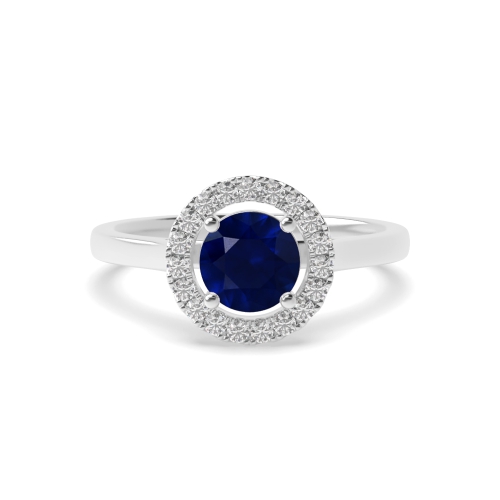 Round Classic plain shank Blue Sapphire Engagement Rings