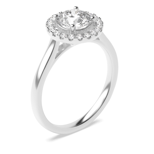 4 Prong Round Classic plain shank Halo Engagement Rings