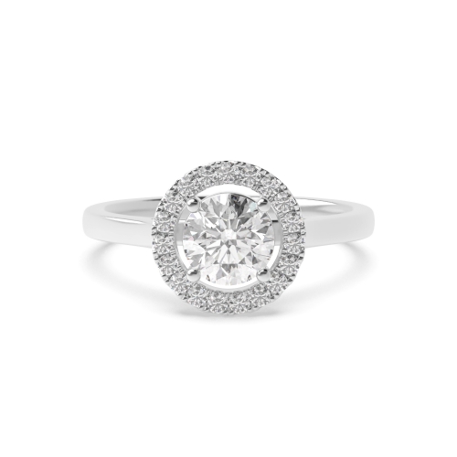 4 Prong Round Classic plain shank Halo Engagement Rings