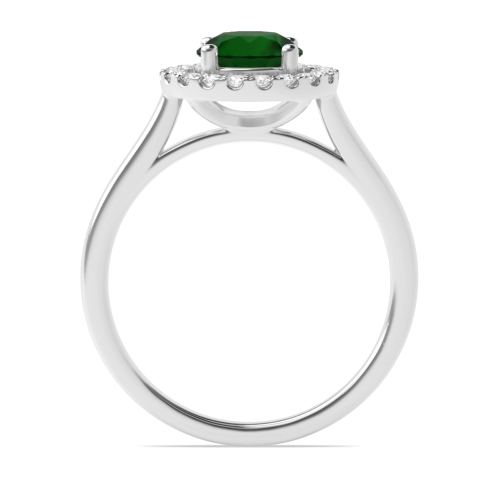 4 Prong Round Classic plain shank Emerald Halo Engagement Rings