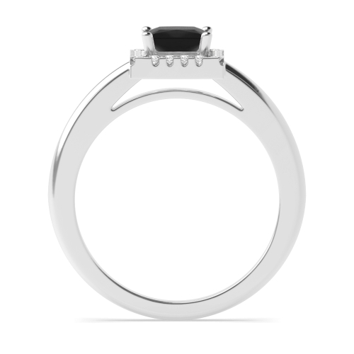 4 Prong Princess With Plan Shank Black Diamond Halo Engagement Ring