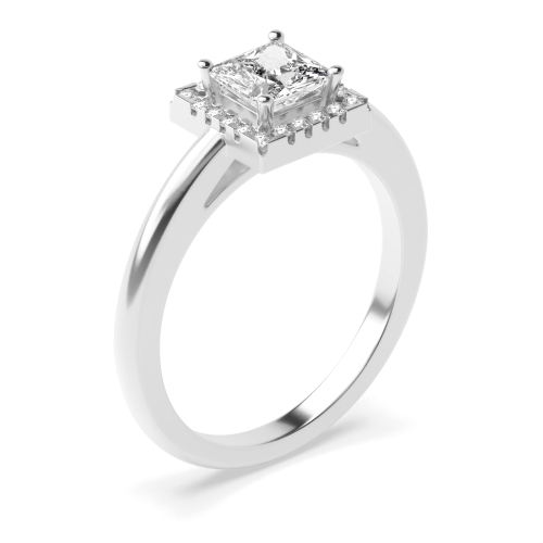 4 Prong Princess Halo Engagement Rings