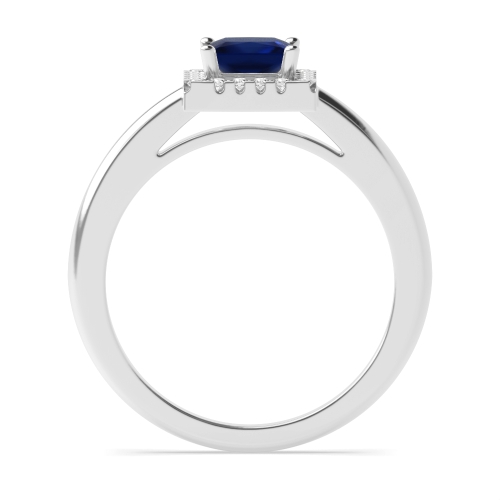 4 Prong Princess Halo with plan shank Blue Sapphire Engagement Rings