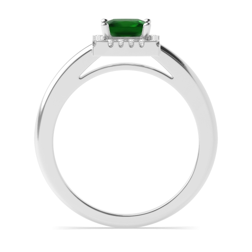 4 Prong Princess with plan shank Emerald Halo Engagement Rings