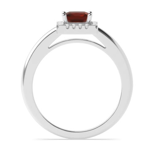 4 Prong Princess with plan shank Garnet Halo Engagement Rings