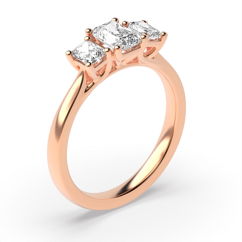 Emerald Rose Gold Crossover claws with gallery Trilogy Engagement Rings