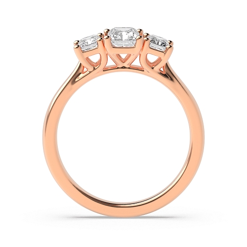 Emerald Rose Gold Crossover claws with gallery Trilogy Engagement Rings