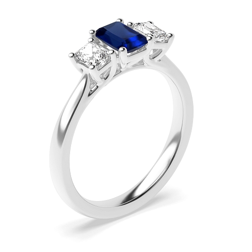 Emerald Crossover claws with gallery Blue Sapphire Engagement Rings