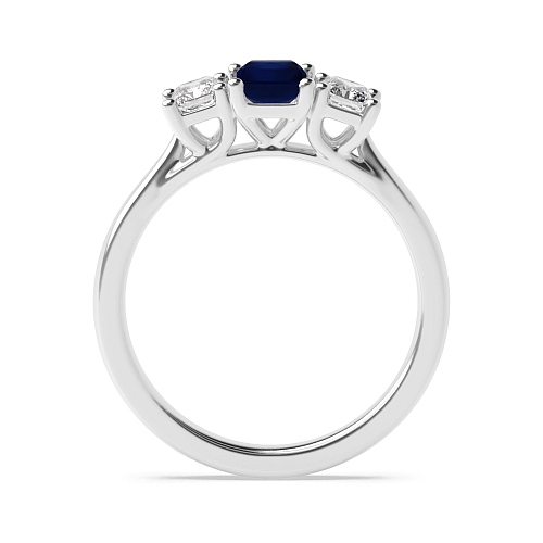 Emerald Crossover claws with gallery Blue Sapphire Engagement Rings