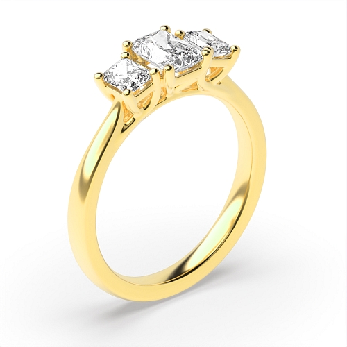 Emerald Yellow Gold Crossover claws with gallery Engagement Rings