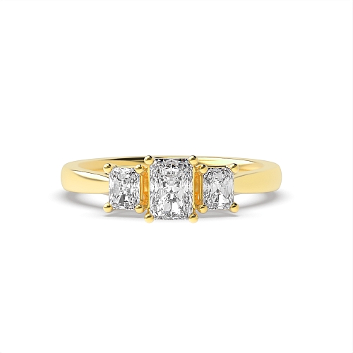 Emerald Yellow Gold Crossover claws with gallery Engagement Rings
