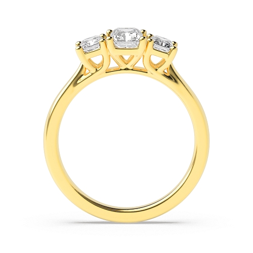 Emerald Yellow Gold Crossover claws with gallery Engagement Rings