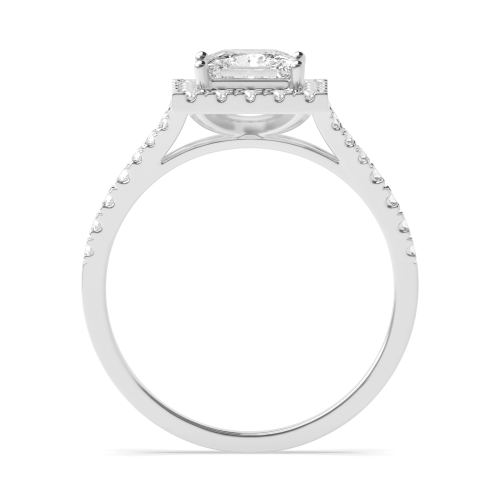 4 Prong Princess Pave set split shank Side Stone Engagement Rings