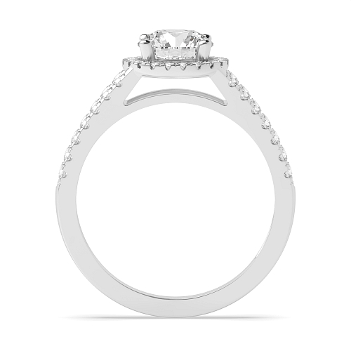 4 Prong Round 2 row shoulder Side Stone Engagement Rings