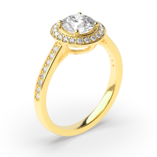 4 Prong Setting Round Shape Simple Halo Diamond Engagement Rings