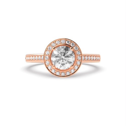 4 Prong Round Rose Gold Simple Halo Engagement Rings