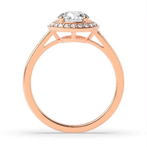 4 Prong Round Rose Gold Simple Halo Engagement Rings