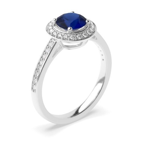 4 Prong Round Simple Blue Sapphire Engagement Rings