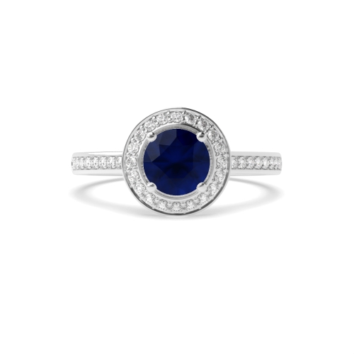 4 Prong Round Simple Blue Sapphire Engagement Rings