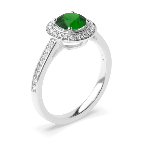 4 Prong Round Simple Emerald Engagement Rings