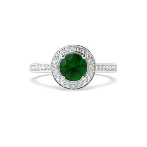 4 Prong Round Simple Emerald Engagement Rings