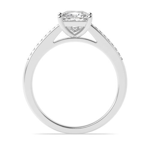 4 Prong Princess Pave Set Shank Side Stone Engagement Ring