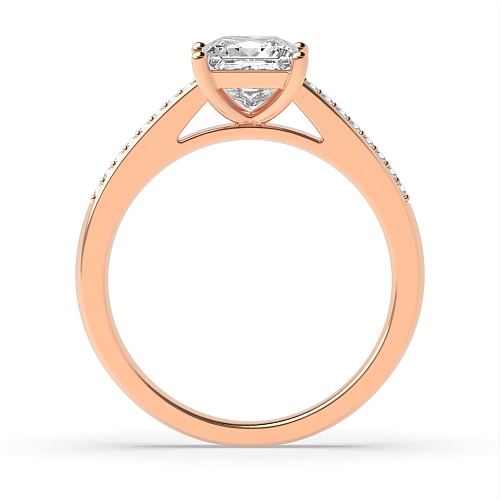 Princess Rose Gold Pave set shank Engagement Rings