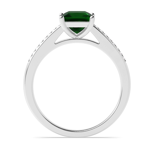 Princess Pave set shank Emerald Engagement Rings