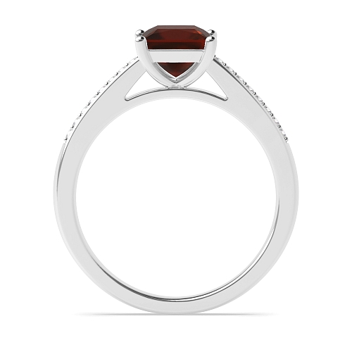 Princess Pave set shank Garnet Engagement Rings