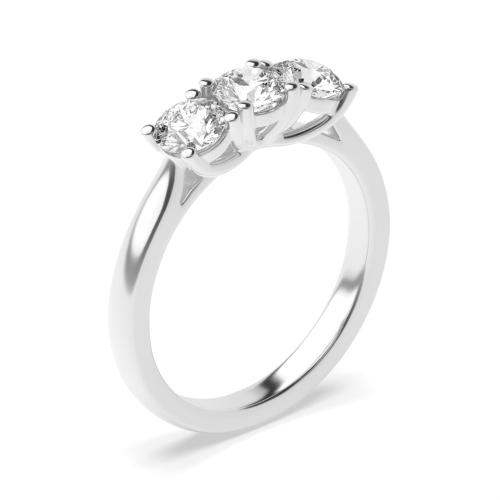 Delicate Round Brilliant Moissanite Trilogy Engagement Rings