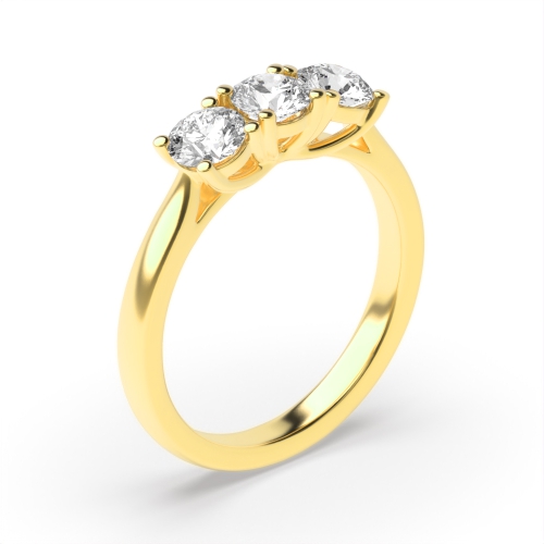 Delicate Round Brilliant Diamond Trilogy Engagement Rings
