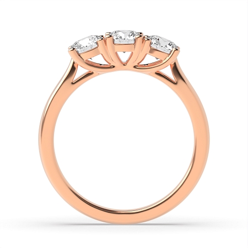 4 Prong Round Rose Gold Modern setting Trilogy Engagement Rings