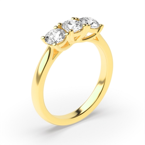 4 Prong Round Yellow Gold Modern setting Engagement Rings
