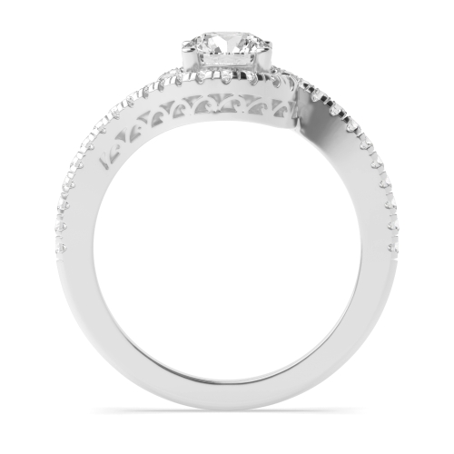 4 Prong Round Platinum Halo Engagement Ring