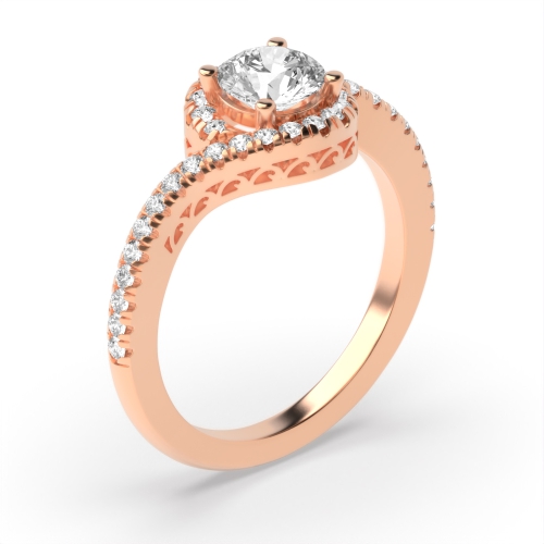 4 Prong Round Rose Gold Crossover shank vintage Vintage Wedding Engagement Rings