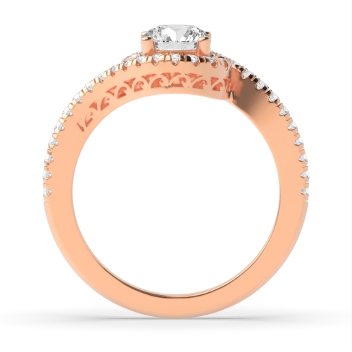 4 Prong Round Rose Gold Crossover shank vintage Vintage Wedding Engagement Rings