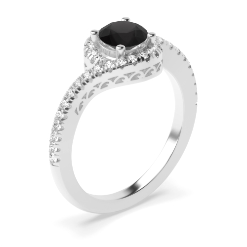Round Crossover shank vintage Black Diamond Engagement Rings