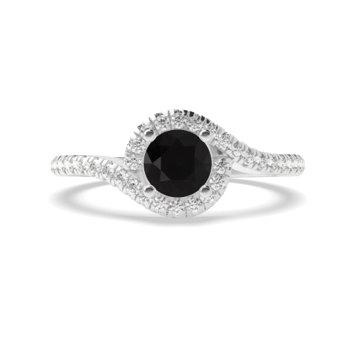 Round Crossover shank vintage Black Diamond Engagement Rings