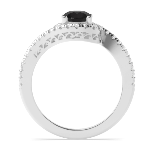 Round Crossover shank vintage Black Diamond Engagement Rings