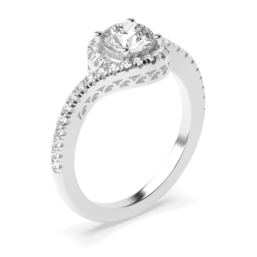 4 Prong Round Silver Crossover shank vintage Vintage Engagement Rings