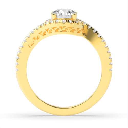 4 Prong Round Yellow Gold Crossover shank vintage Antique Engagement Rings