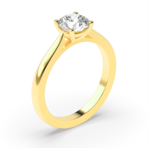 4 Prong Round Yellow Gold Shoulder with gallary Engagement Rings