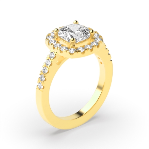 4 Prong Yellow Gold Halo Engagement Rings