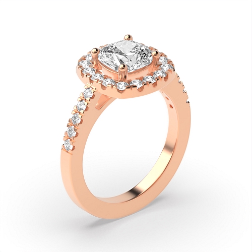 4 Prong Rose Gold Delicare shank Halo Engagement Rings