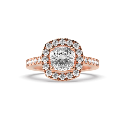 4 Prong Rose Gold Delicare shank Halo Engagement Rings