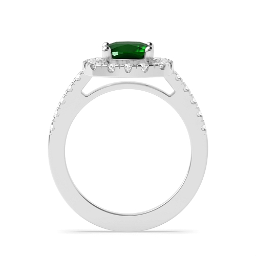 4 Prong Delicare shank Emerald Halo Engagement Rings