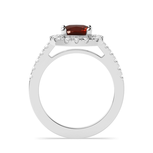 4 Prong Delicare shank Garnet Halo Engagement Rings