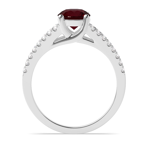 4 Prong Round Split shoulder pave set Ruby Engagement Rings