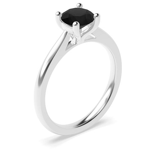 4 Prong Split open claw Black Diamond Solitaire Engagement Rings