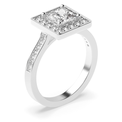 4 Prong Setting Princess Shape Delicate Halo Moissanite Engagement Rings
